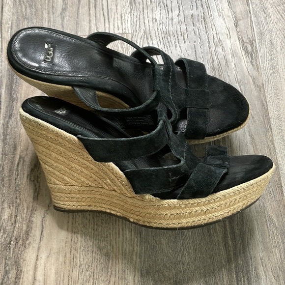 UGG Women’s Tawnie Black Suede Espadrille Platform Wedge Sandal, size 9 - Picture 5 of 9